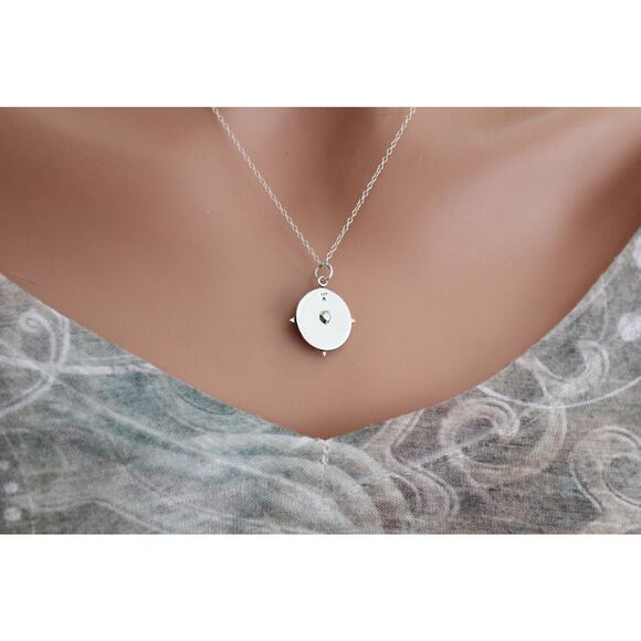 Sterling Silver Handmade Spinning Needle Compass Charm Necklace - Picture 4 of 4